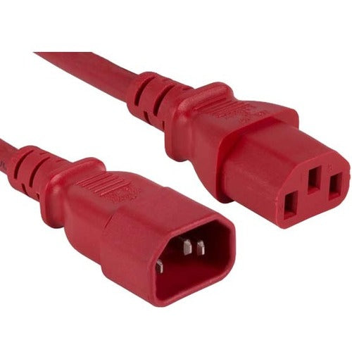 ENET C13C14-RD-8F-ENC C13 to C14 8ft Red Power Extension Cord / Cable 250V 18 AWG 10A NEMA IEC-320 C13 to IEC-320 C14 8'