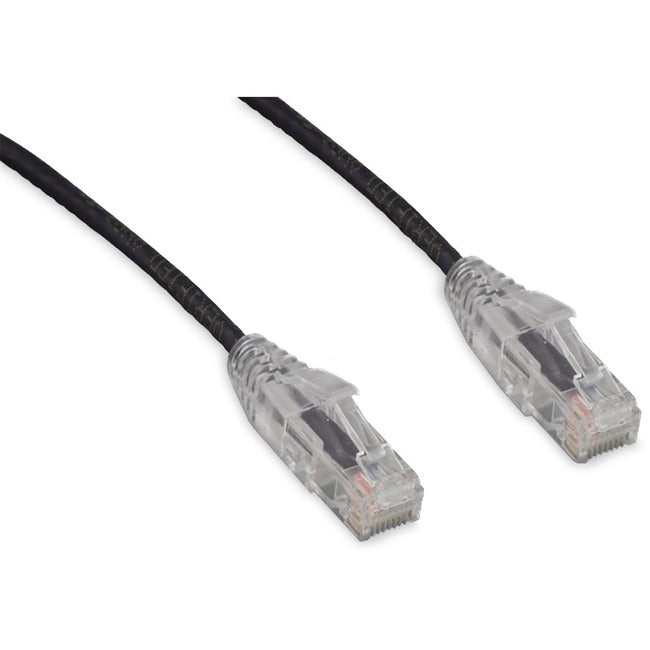 ENET C6-BK-SCB-15-ENC CAT6 BLACK 15 Foot Slim 28AWG with Clear Snagless Molded Boot (UTP) HQ Network Patch Cable RJ-45