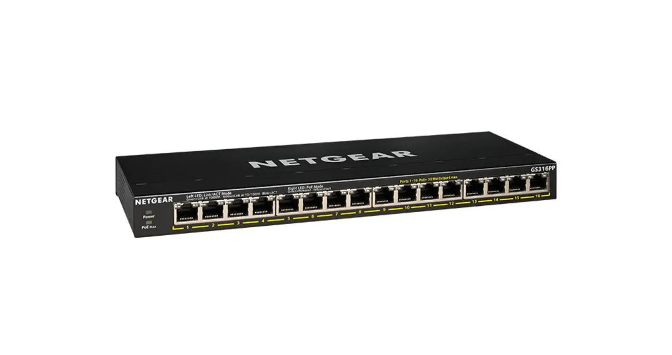 Netgear Gs316Pp 16-Port Gigabit Ethernet Unmanaged Poe+ Switch With Flexpoe (183W)