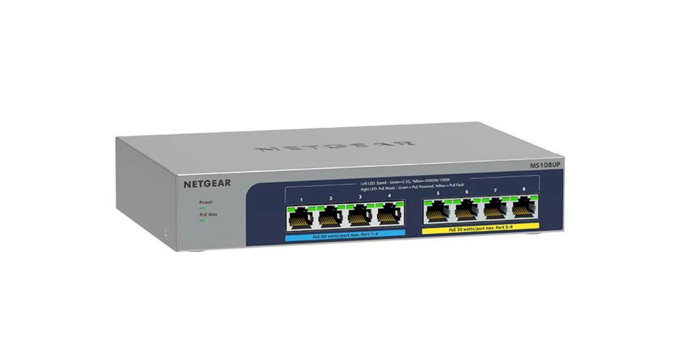Netgear Ms108Up 8-Port Multi-Gigabit (2.5G) Ultra60 Poe++ Ethernet Unmanaged Switch