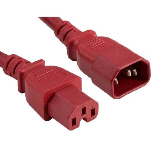 ENET C14C15-RD-3F-ENC C14 to C15 3ft Red Power Extension Cord 14 AWG 15A NEMA IEC-320 C14 to NEMA IEC-320 C15 Red 3'