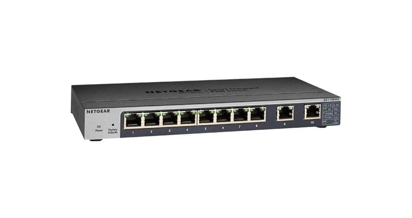 Netgear Gs110Emx 8-Port Gigabit Ethernet Plus Switch With 2-Port Multi-Gig (100M/1G/2.5G/5G/10G)