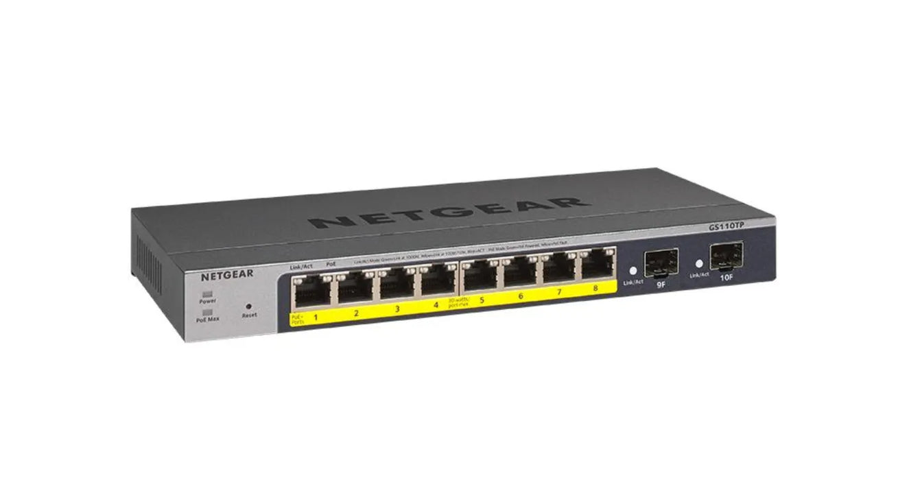 Netgear Gs110Tpv3 8-Port Gigabit Poe+ Ethernet Smart Switch With 2 Sfp Ports And Cloud Management